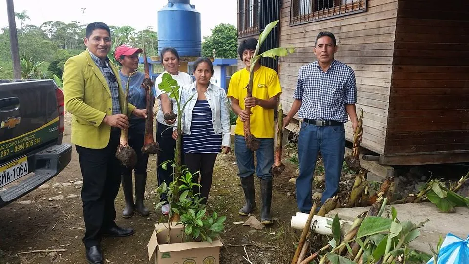 El presidente del GADPR El Triunfo Iván Quisphe personalmente entregó las plantas
