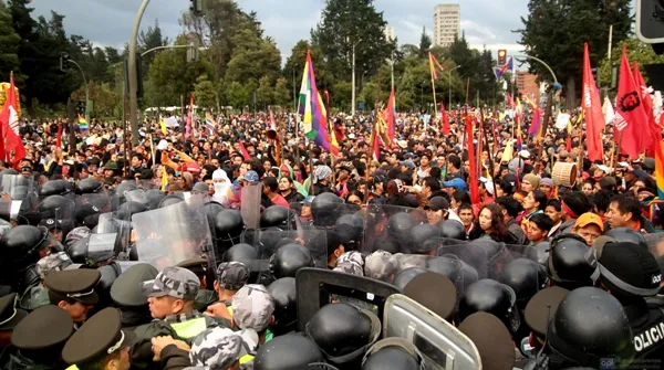 Los marchantes manifestaron que la Policía Nacional no obstaculice el ingreso a la capital el día de la llegada a Quito