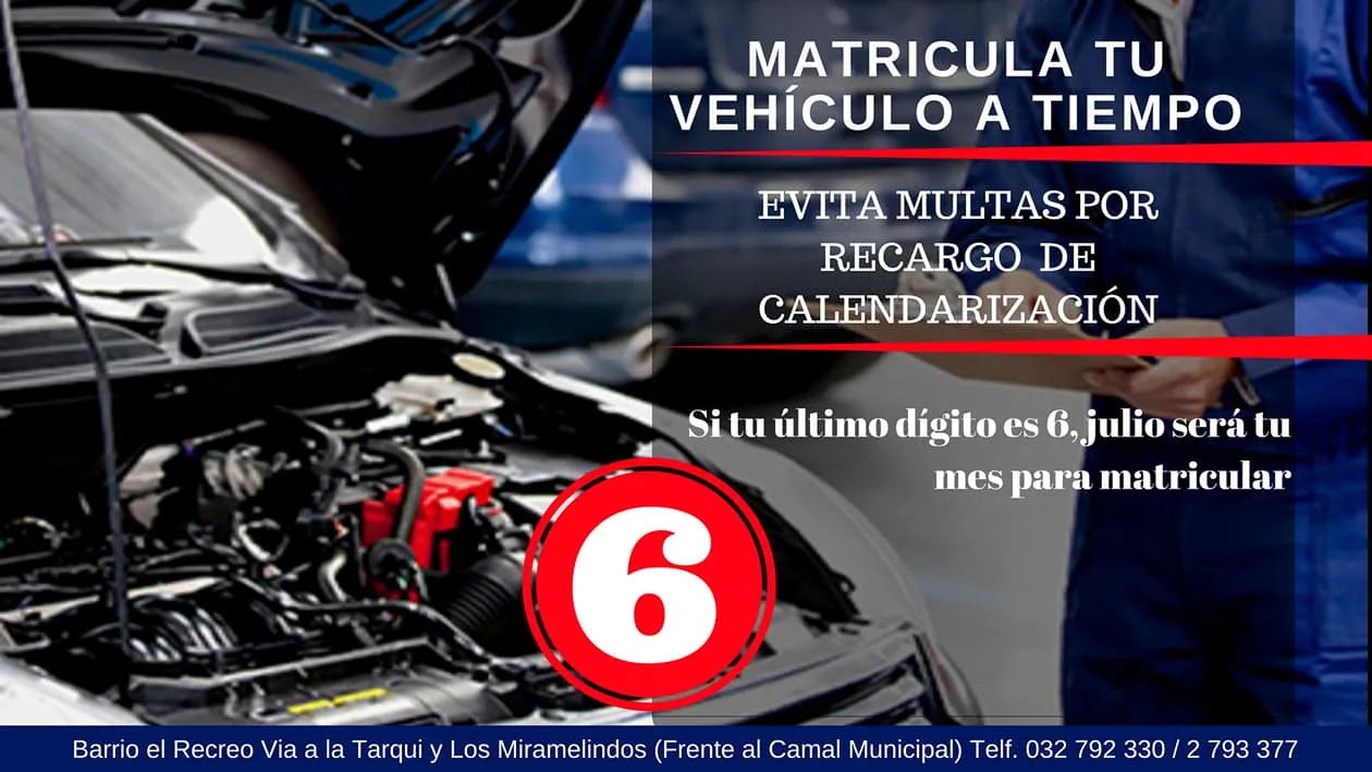 MATRICULE SU VEHÍCULO CUYA PLACA TERMINE EN DÍGITO 6